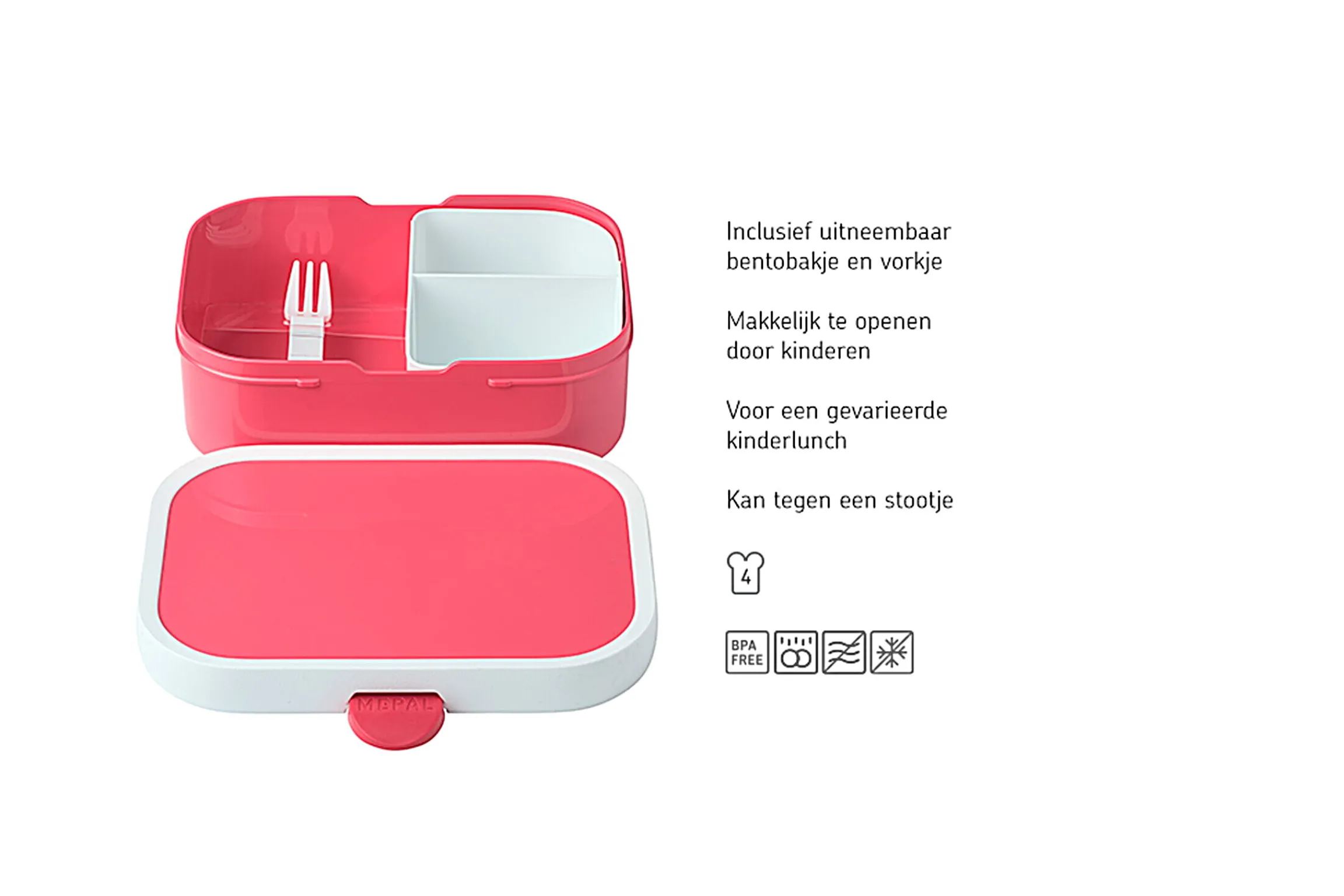 Mepal Back To School Sets Met Effen Kleur|Back To School Sets Met Print<Campus Bento lunchbox met vorkje - Roze