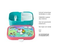 Mepal Back To School Sets Met Print|Broodtrommel Met Naam<Campus Bento lunchbox met vorkje - Unicorn