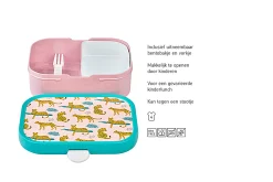 Mepal Back To School Sets Met Print|Broodtrommel Met Naam<Campus Bento lunchbox met vorkje - Leopard