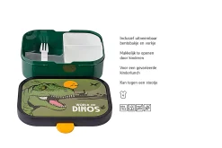 Mepal Back To School Sets Met Print|Broodtrommel Met Naam<Campus Bento lunchbox met vorkje - Dino