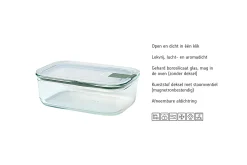 Mepal Diepvriesdozen|Ovenschalen<Glas vershouddoos EasyClip 1000 ml - Nordic sage