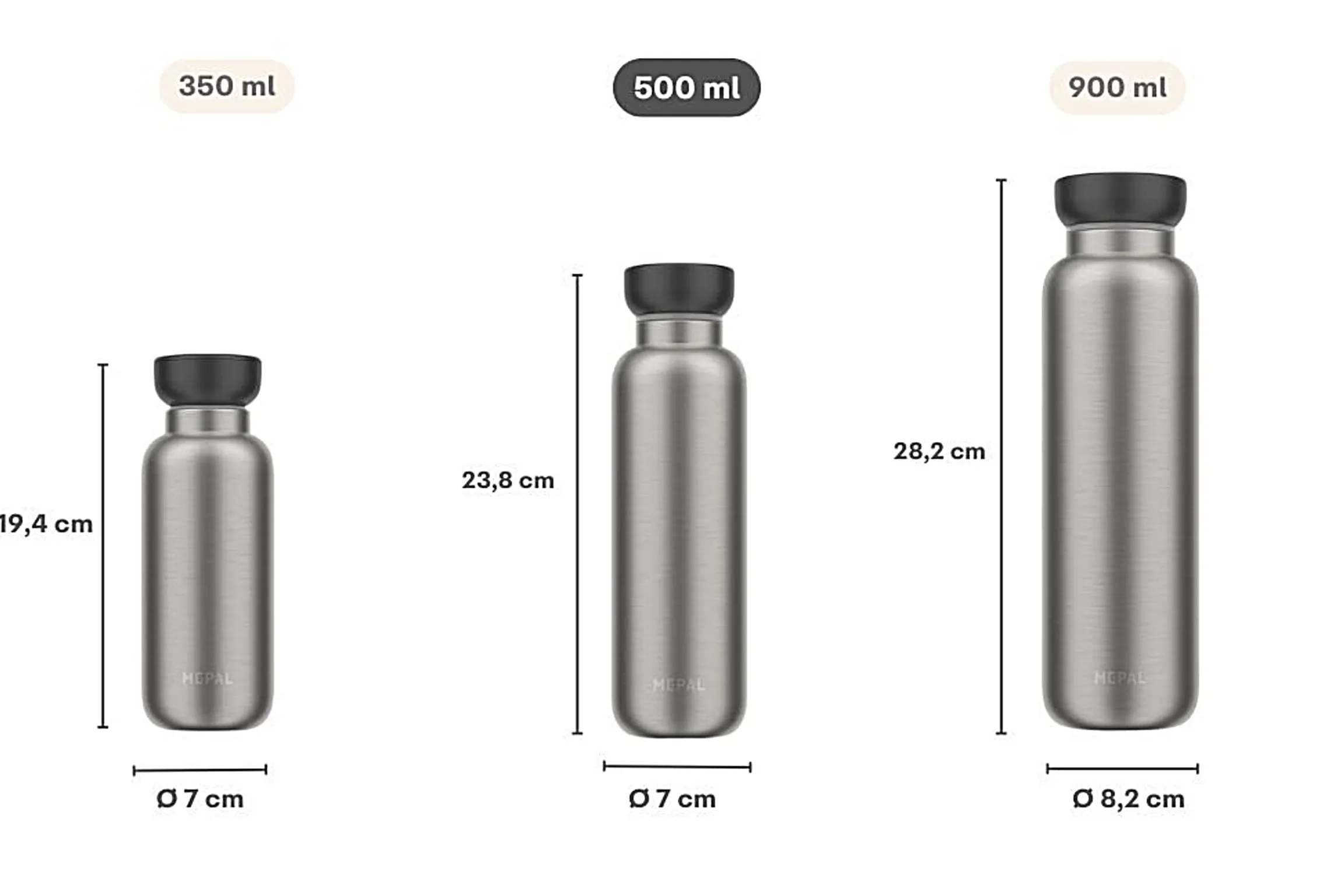 Mepal Thermosflessen|Thermosflessen & Bekers<Isoleerfles Ellipse 500 ml - Titanium
