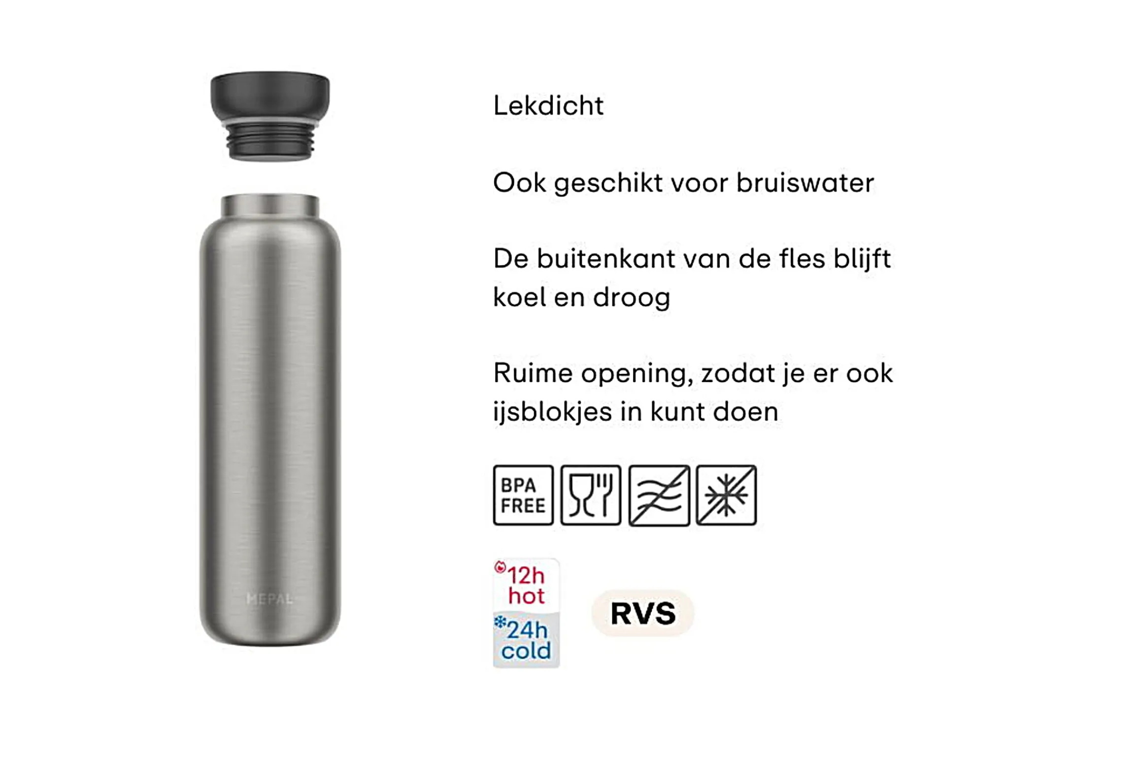 Mepal Thermosflessen|Thermosflessen & Bekers<Isoleerfles Ellipse 900 ml - Nordic black