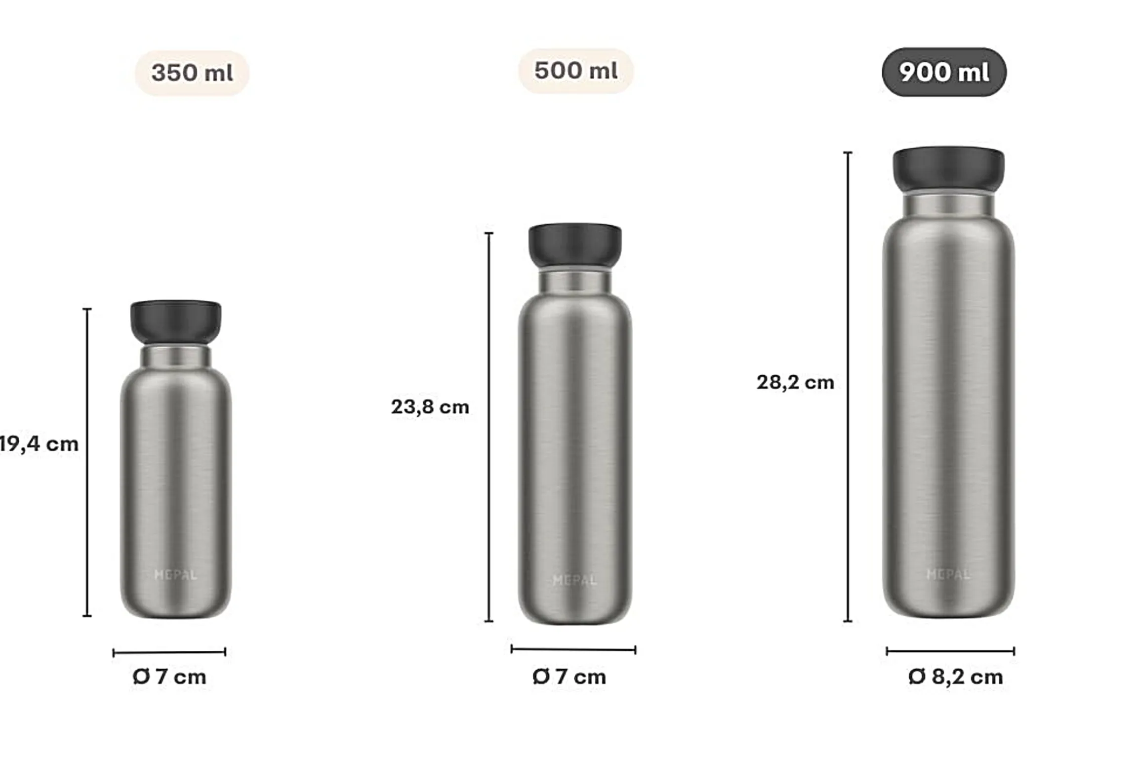 Mepal Thermosflessen|Thermosflessen & Bekers<Isoleerfles Ellipse 900 ml - Nordic black
