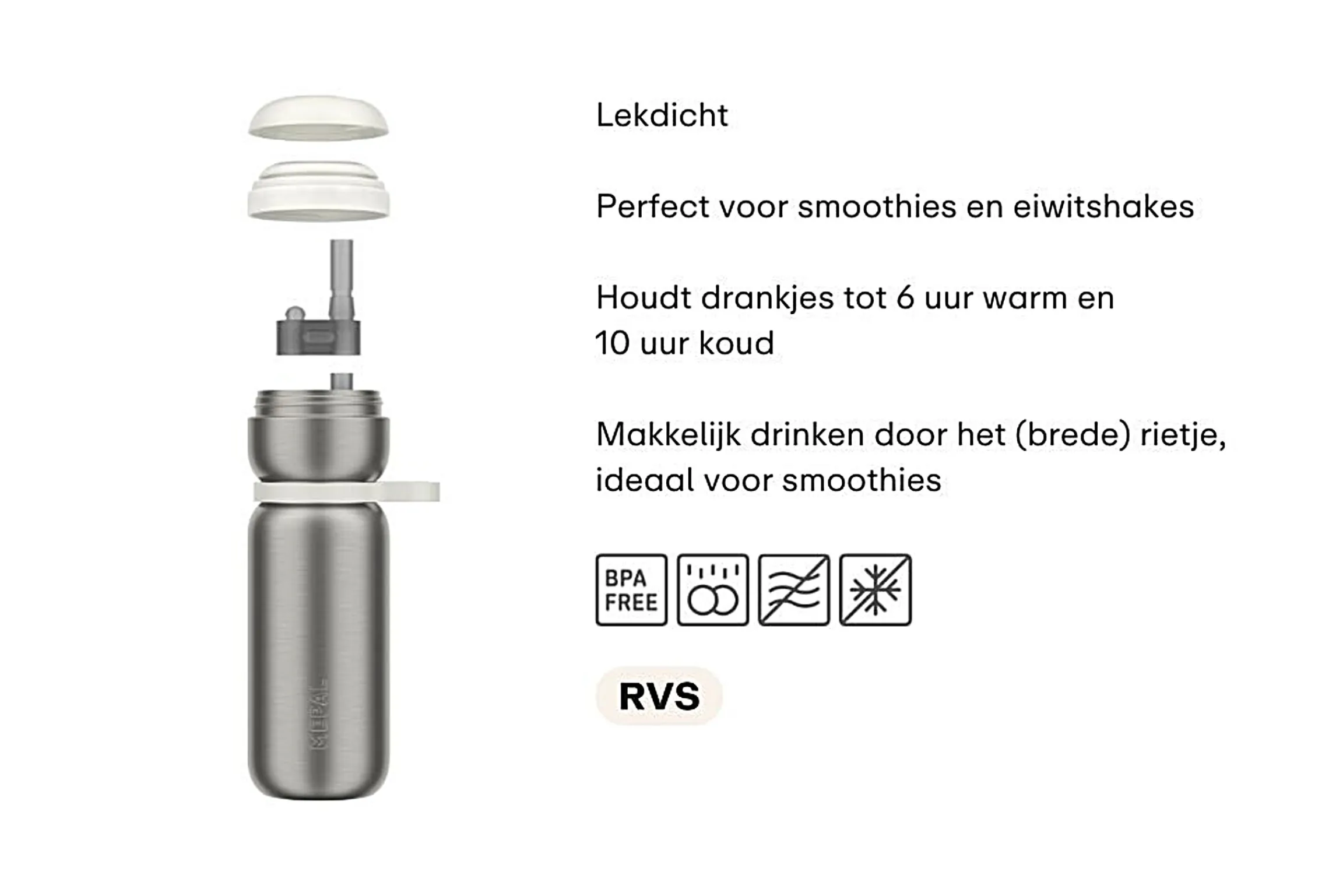 Mepal Thermosflessen|Thermosflessen & Bekers<Isoleerfles Twist 600 ml - Ceramic white