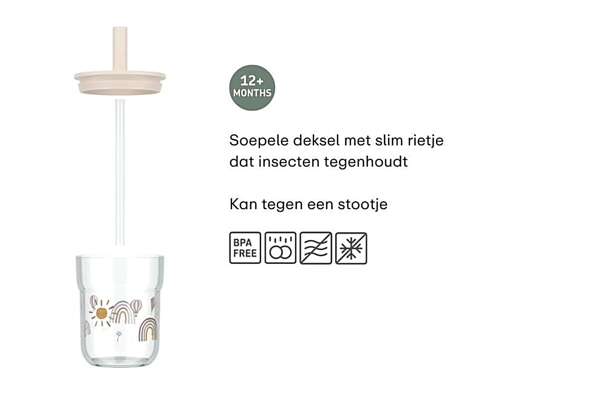 Mepal Rietjesbeker|Kinderglazen<Kinderglas Mio 250 ml met rietje - Sunshine & Rainbow Sunshine & Rainbow