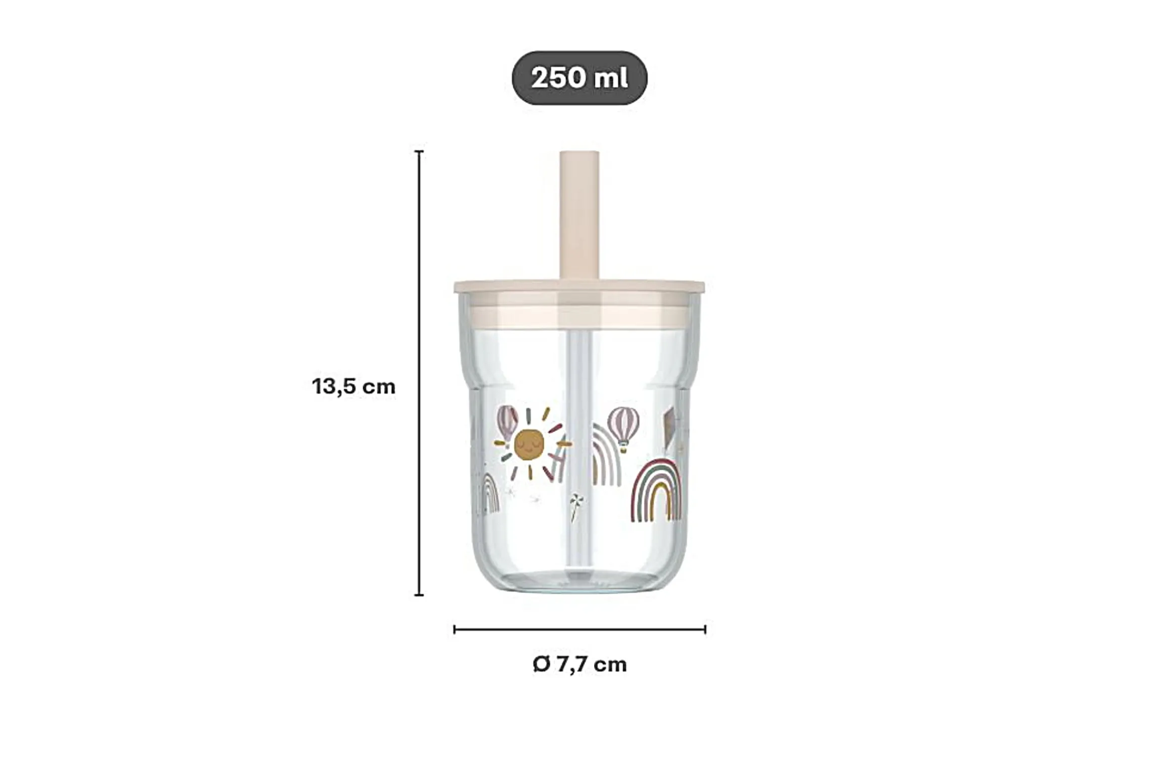 Mepal Rietjesbeker|Kinderglazen<Kinderglas Mio 250 ml met rietje - Sunshine & Rainbow Sunshine & Rainbow