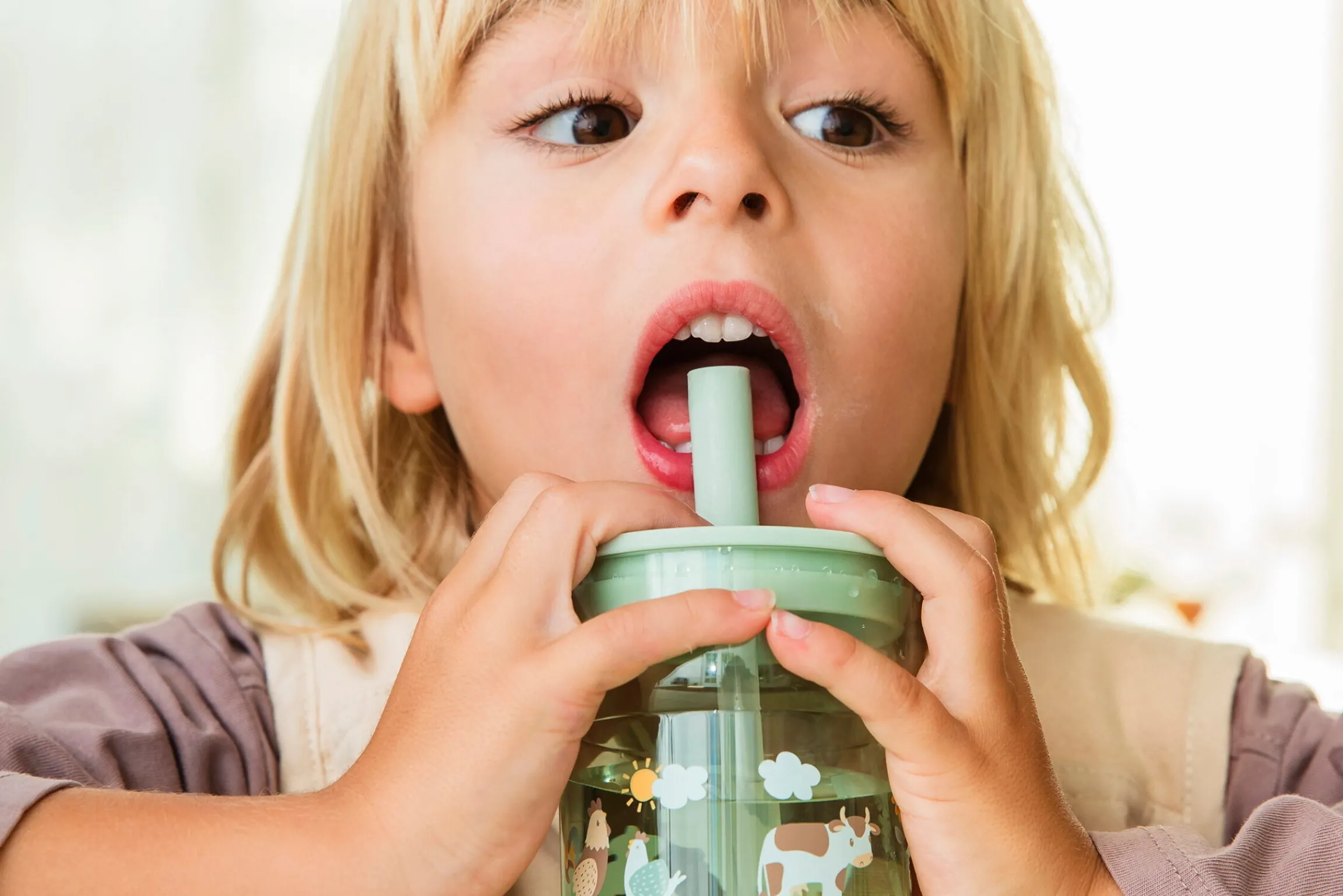 Mepal Rietjesbeker|Kinderglazen<Kinderglas Mio 250 ml met rietje - Sunshine & Rainbow Sunshine & Rainbow