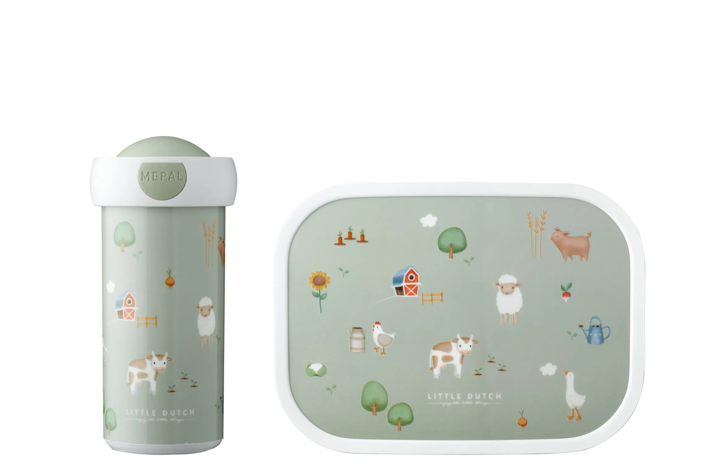 Mepal Schoolbekers|Pauzesets<Lunchset Campus (schoolbeker en lunchbox) Little Dutch - Little Farm