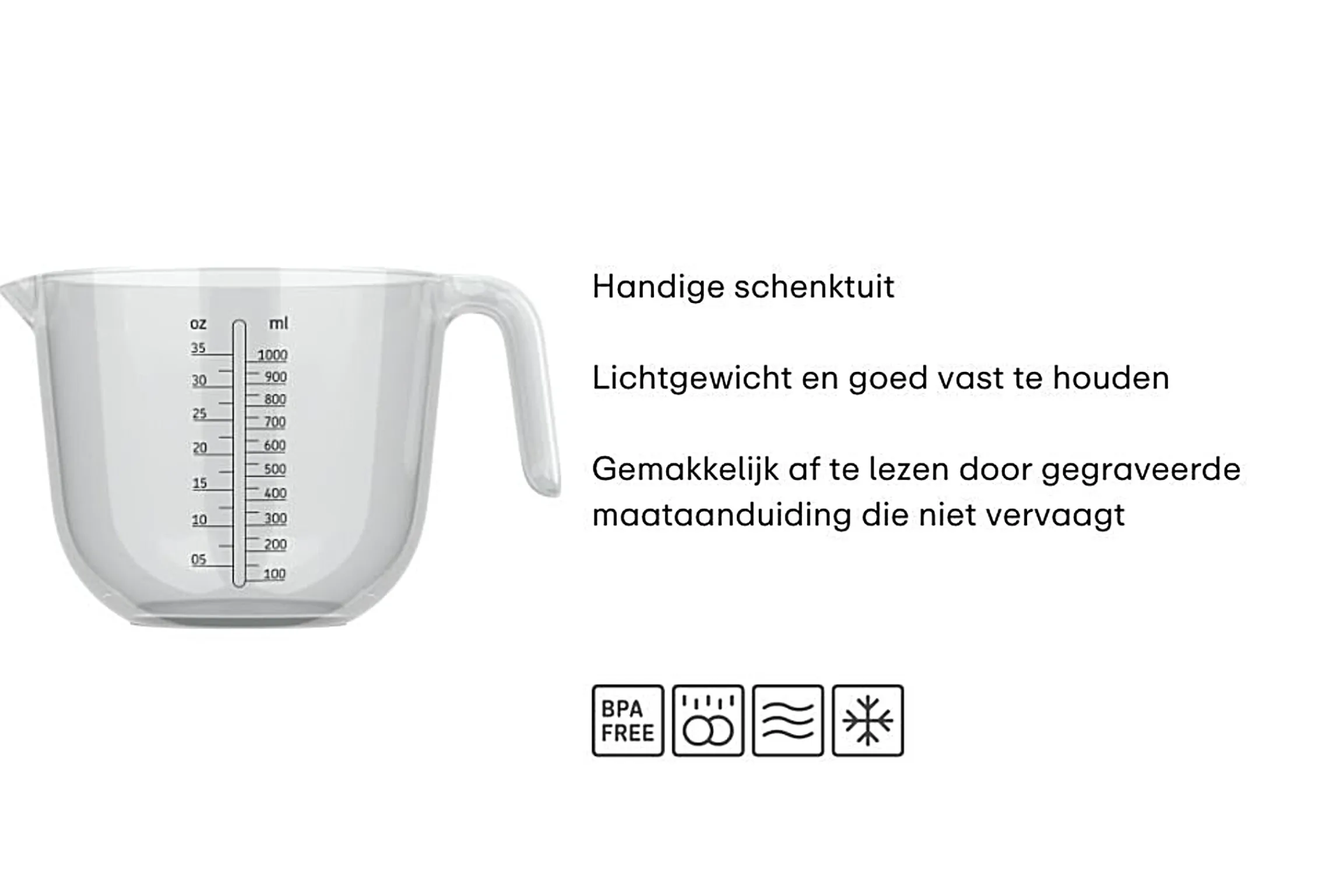 Mepal Maatbekers<Maatbeker Chef It 1000 ml - transparant Transparent