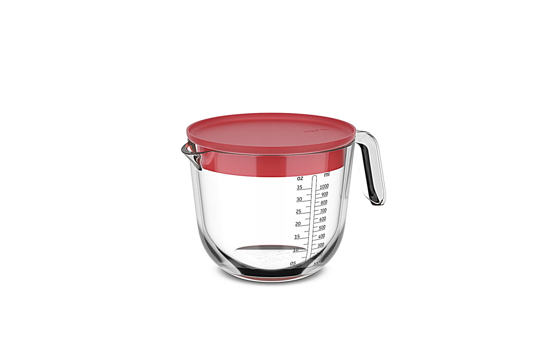 Mepal Maatbekers<Maatbeker met deksel Chef It glas 1000 ml - Coral