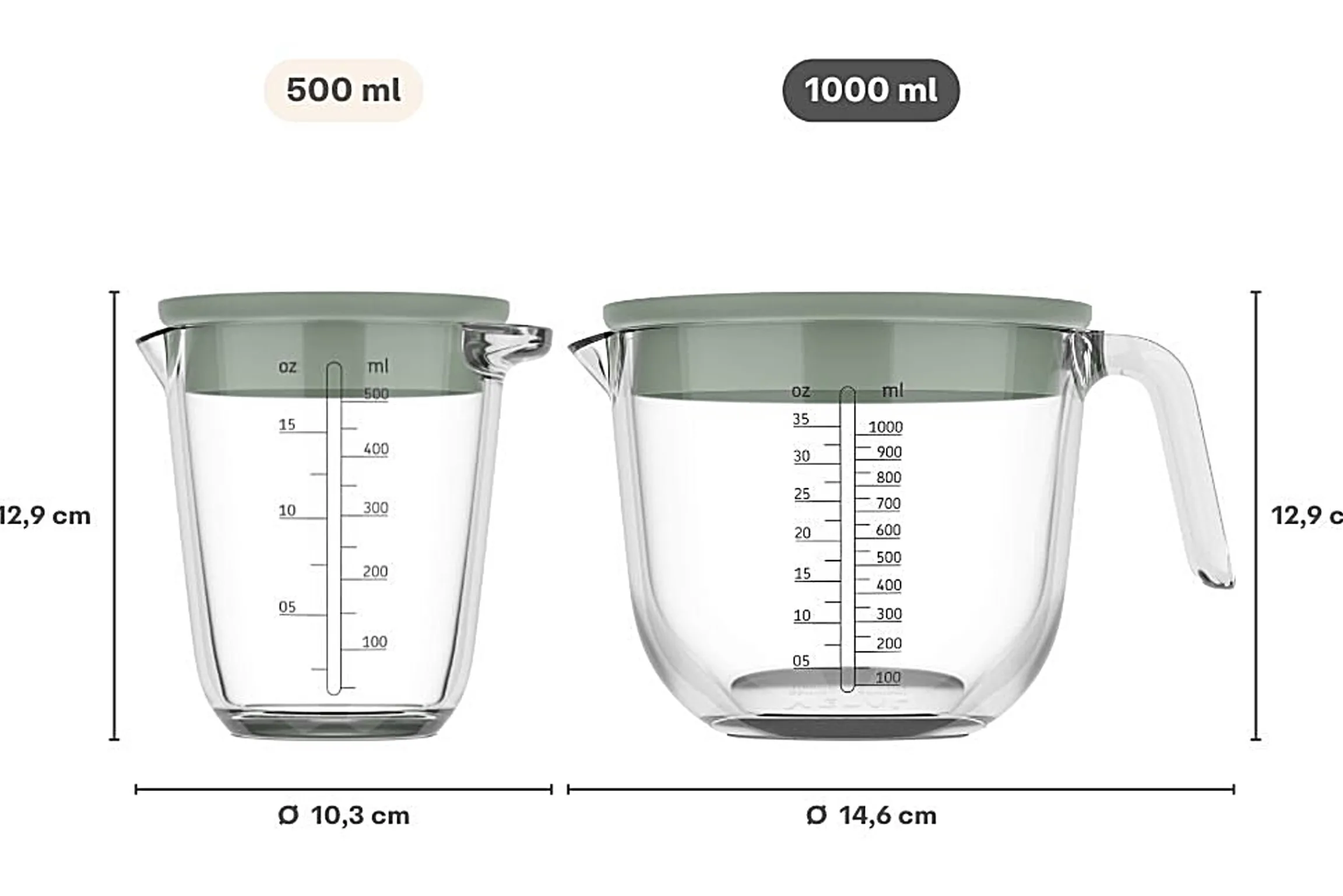 Mepal Maatbekers<Maatbeker met deksel Chef It glas 1000 ml - Coral