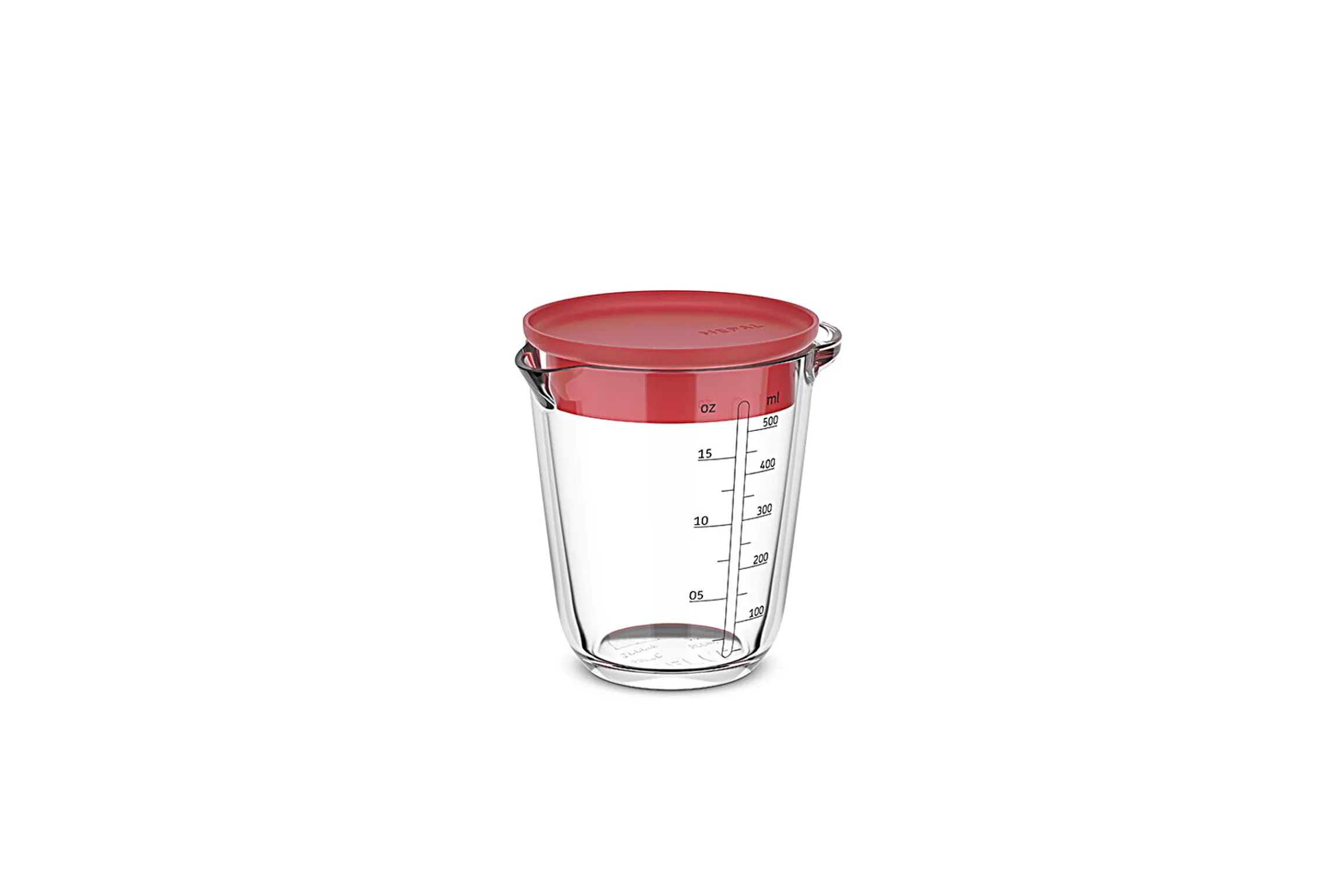 Mepal Maatbekers<Maatbeker met deksel Chef It glas 500 ml - Coral