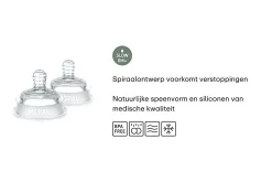 Mepal Babyflessen<Set flesspeen Mio 2-delig slow flow - transparant