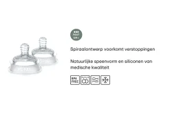 Mepal Babyflessen<Set flesspeen Mio 2-delig fast flow - transparant