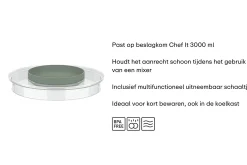 Mepal Beslagkommen<Spatdeksel beslagkom Chef It 3000 ml - Chalk